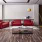 EK8012 Red Full Italian Leather Sofa Set