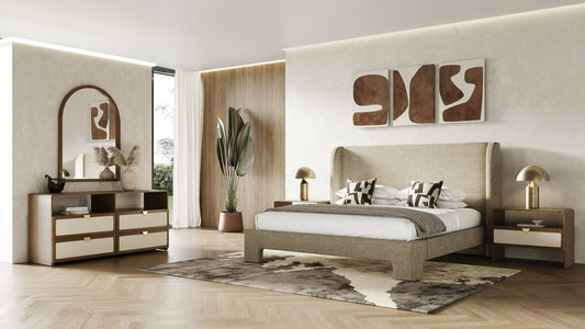 Emilio Beige King 4 Pc Bedroom Set by VIG