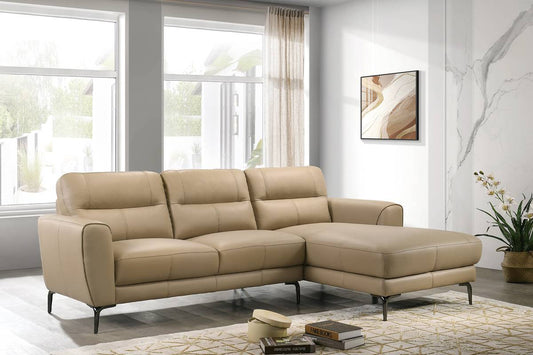 Poundex F8426 Full Leather Taupe Sectional