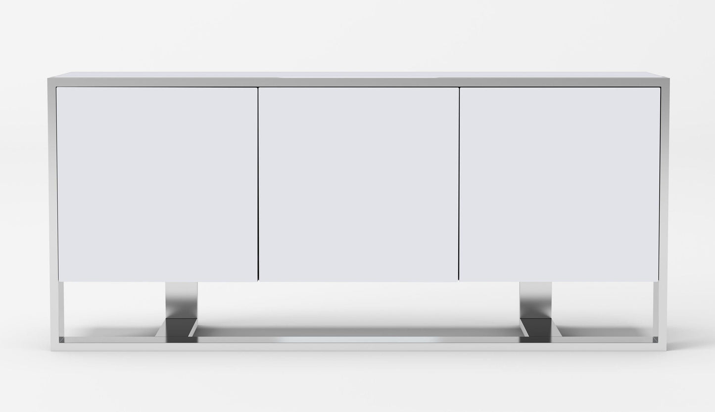 Fauna White High Gloss & Stainless Steel Buffet