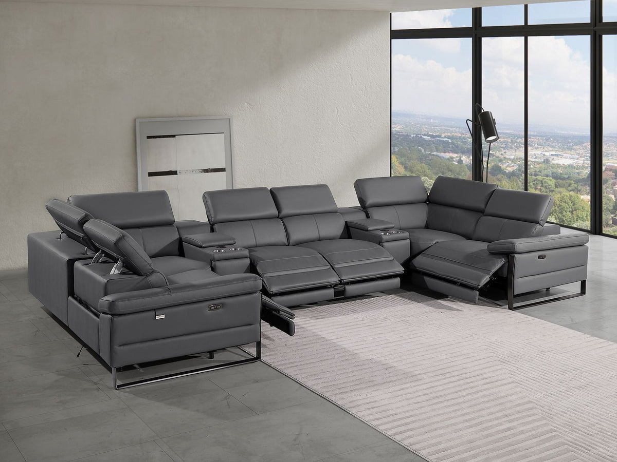 1246 DivanItalia 8 Pc U-Shaped Modular Power Sectional - 7 Colors