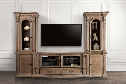 Bromoak Weathered Oak Entertainment Center