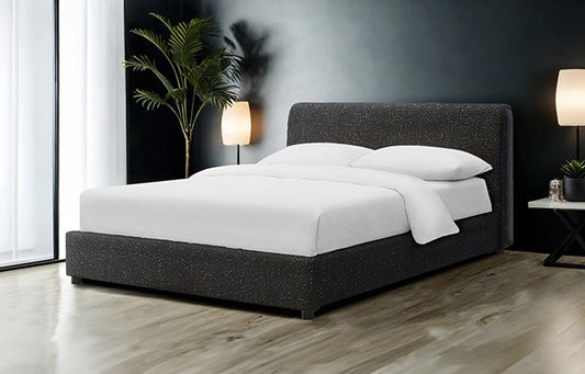 Vertham Boucle Platform Bed - White or Black