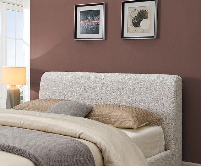 Vertham Boucle Platform Bed - White or Black