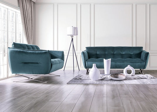 Civellutino Teal Velvet-Like Sofa Collection