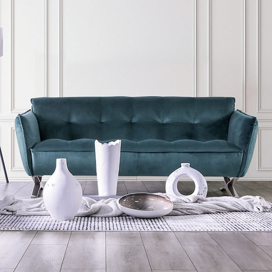 Civellutino Teal Velvet-Like Sofa Collection