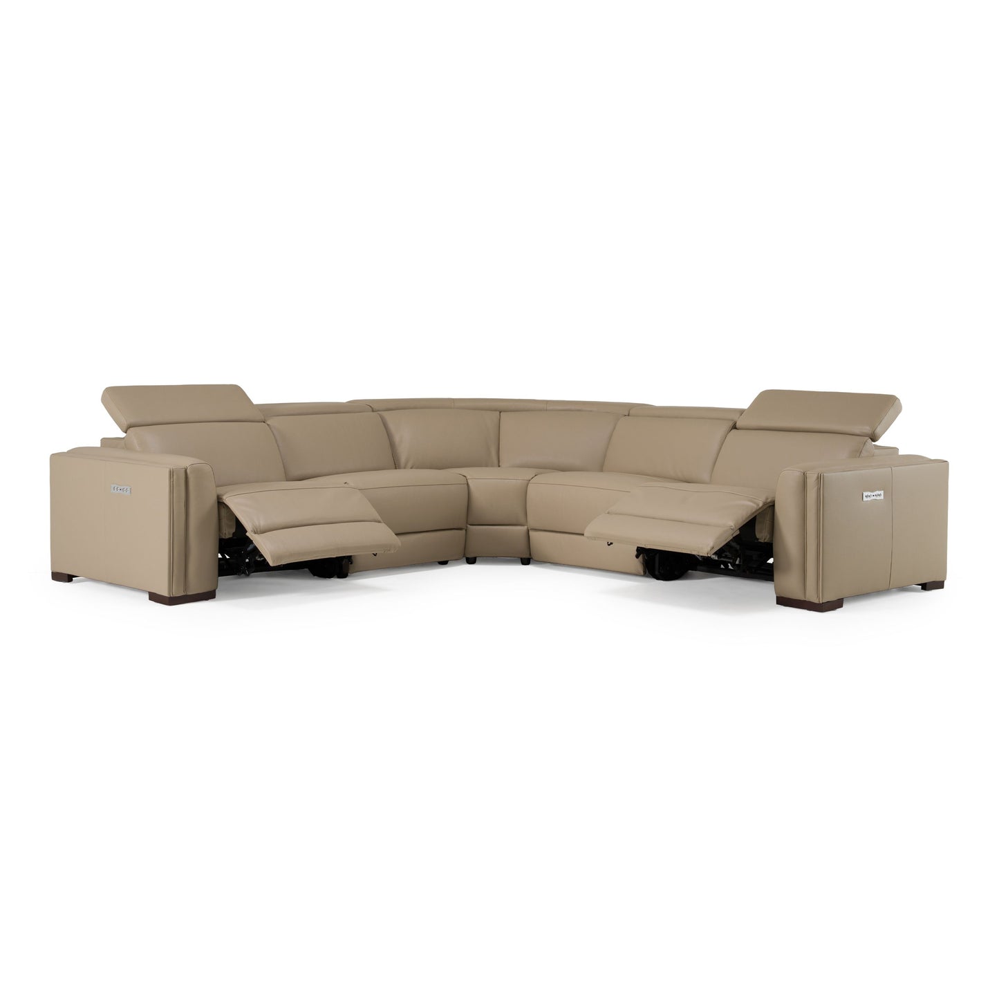 Frazier Modern Tan Leather Power Sectional