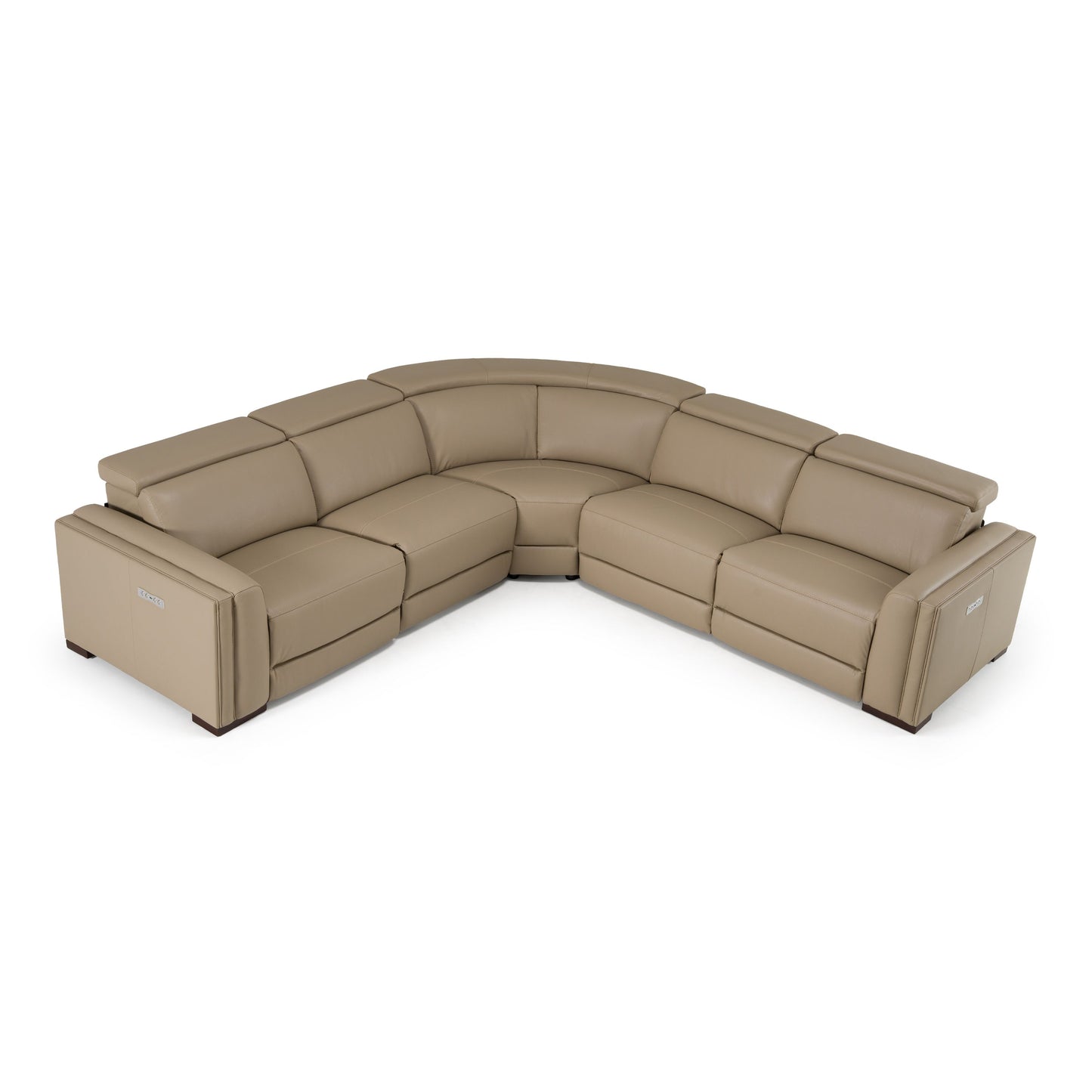 Frazier Modern Tan Leather Power Sectional