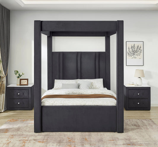 Jayla Black Velvet Canopy Bed