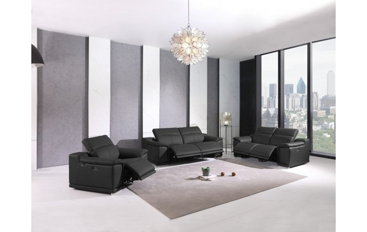 Global United 9762 Black 3 Pc Sofa Set