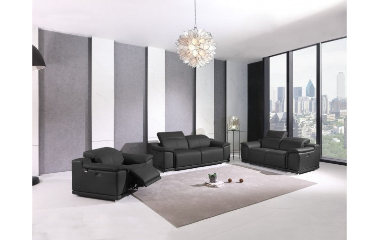 Global United 9762 Black 3 Pc Sofa Set