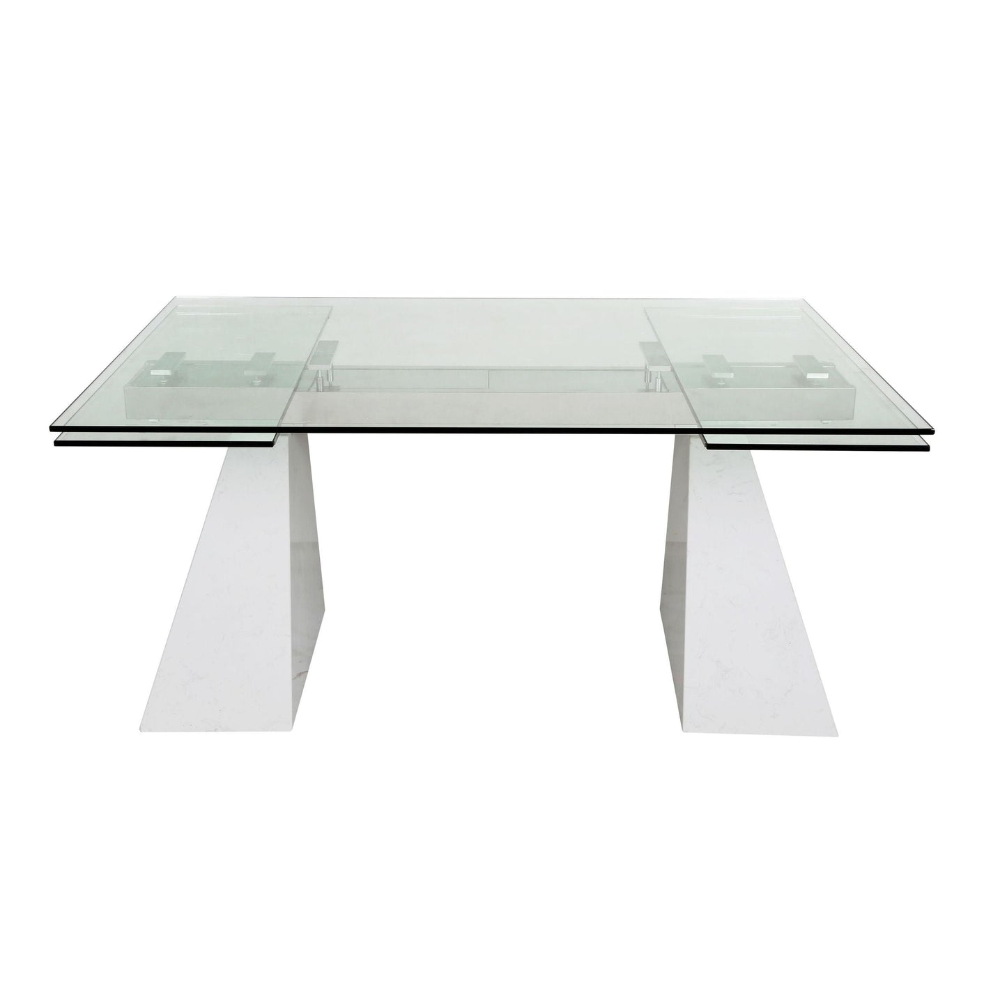 Latrobe Modern Extendable Quartz Stone & Glass Dining Set