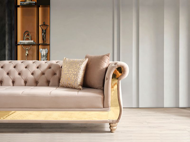 Julia Velvet Sectional Taupe