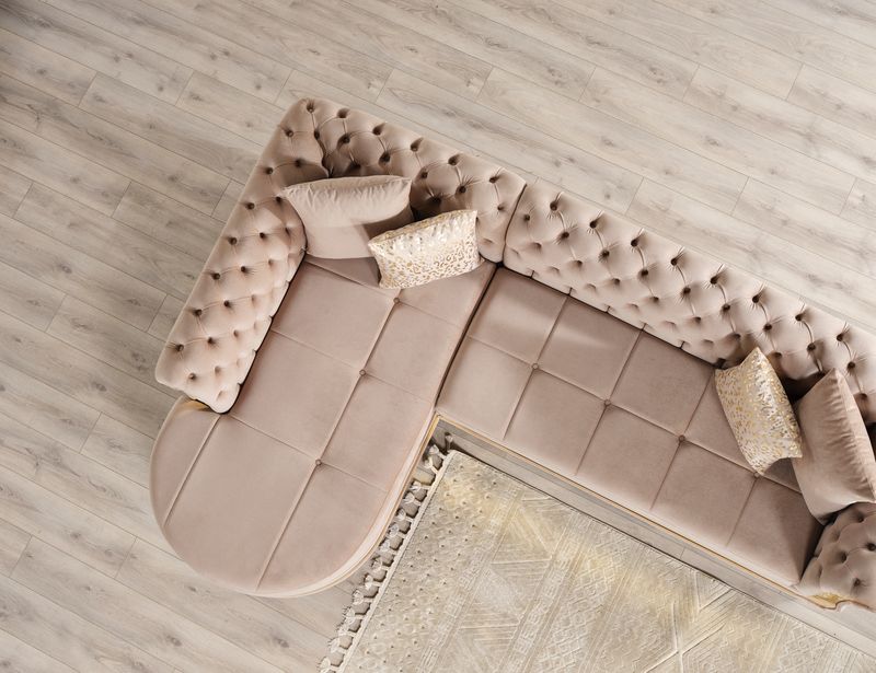 Julia Velvet Sectional Taupe
