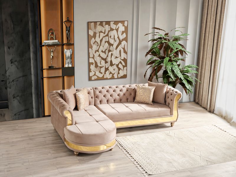 Julia Velvet Sectional Taupe