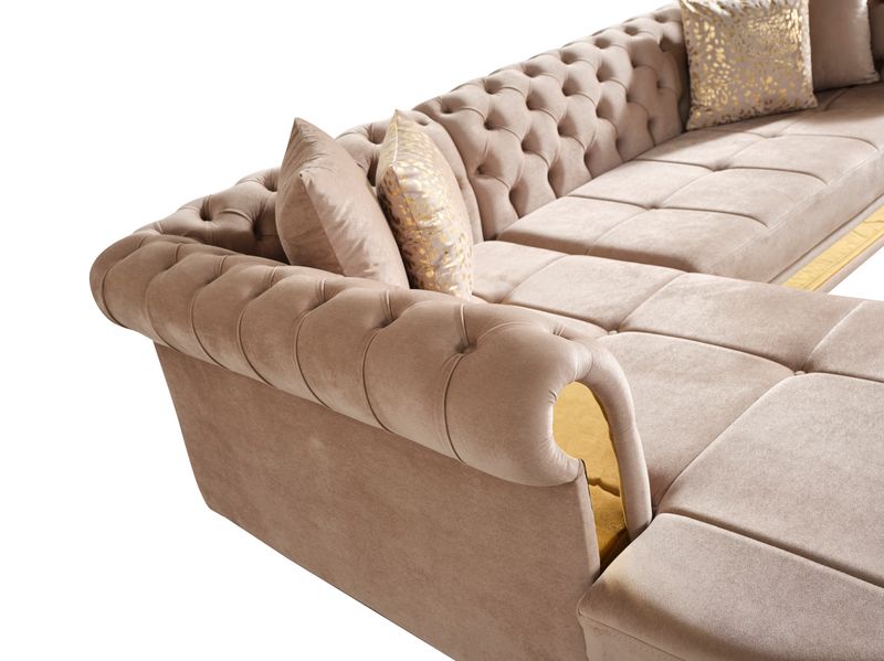Julia Velvet Sectional Taupe