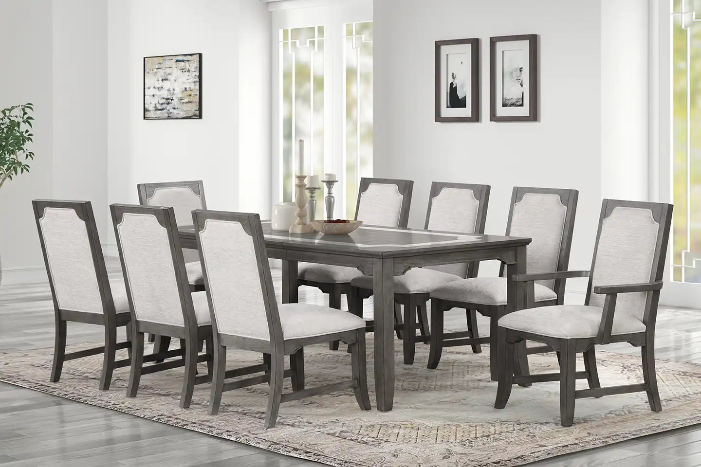 New Classic Lisbon 9 Pc Gray Dining Set