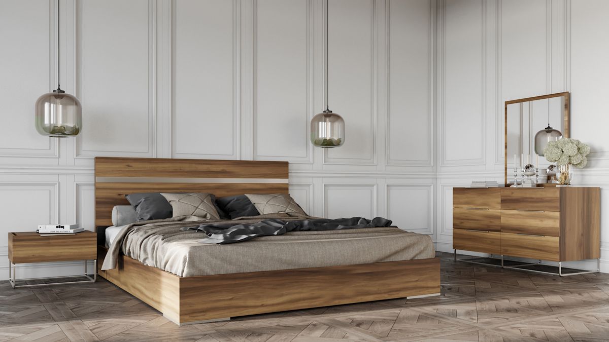 Lorenzo Italian Modern Light Oak Bedroom Set by VIG