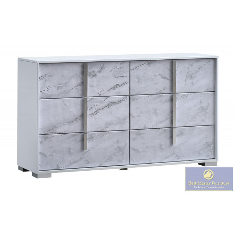 Luna White King 4 Pc Bedroom Set LED Headboard