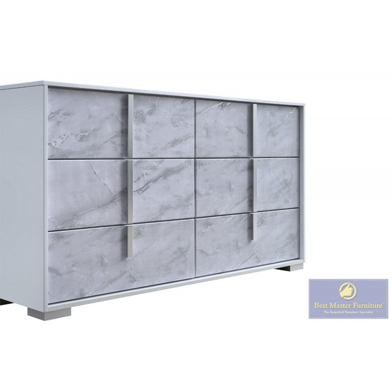 Luna White 4 Pc Bedroom Set - LED Headboard