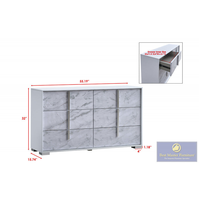 Luna White 4 Pc Bedroom Set - LED Headboard