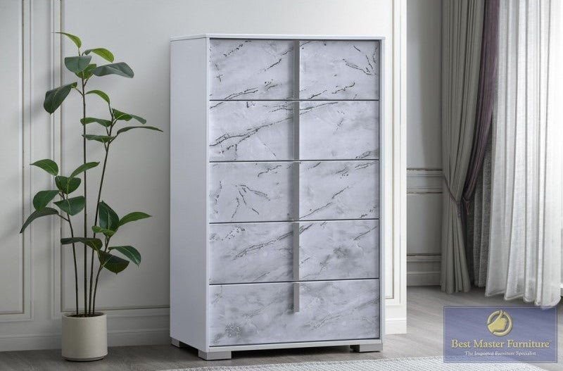 Luna White 5 Drawer Chest