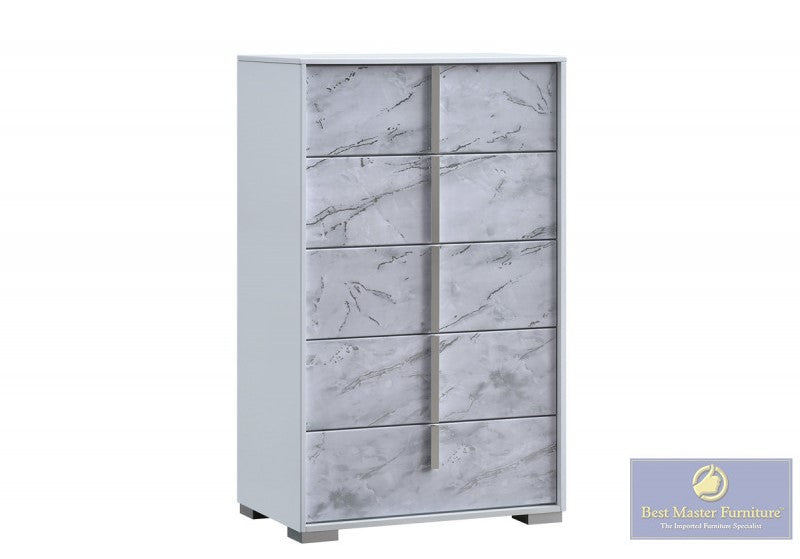 Luna White 5 Drawer Chest