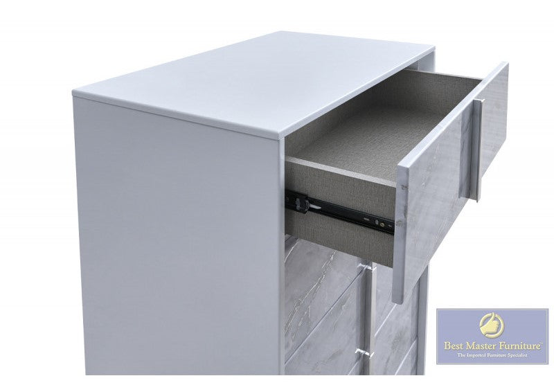 Luna White 5 Drawer Chest