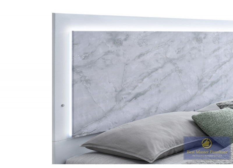 Luna White 4 Pc Bedroom Set - LED Headboard
