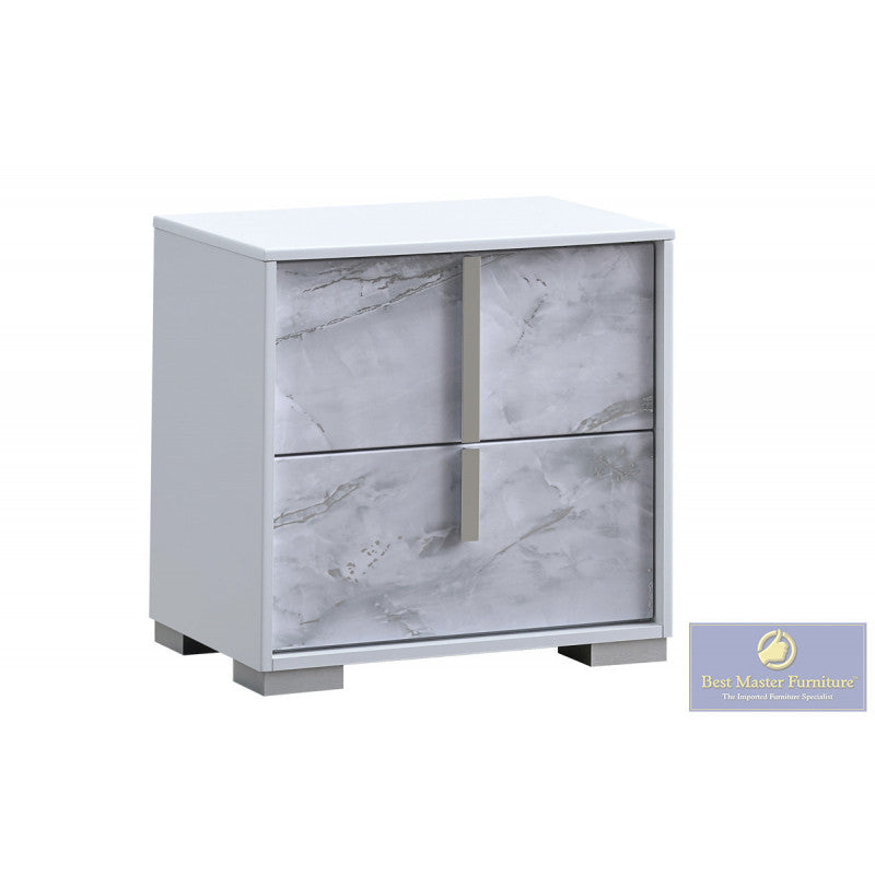 Luna White King 4 Pc Bedroom Set LED Headboard