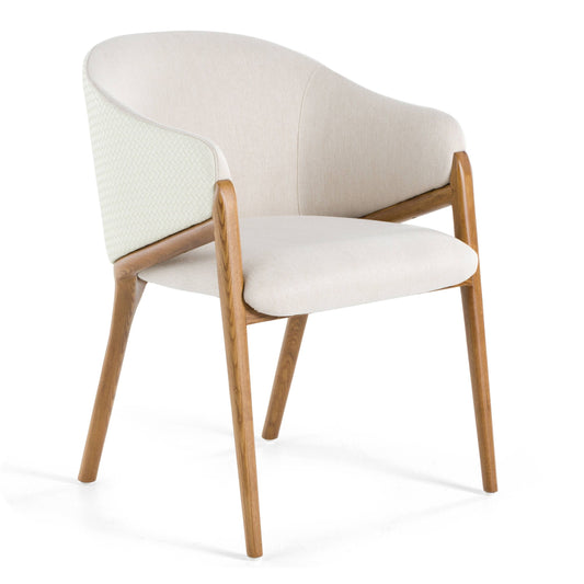 Lunde Cream Fabric & Walnut Dining Chair