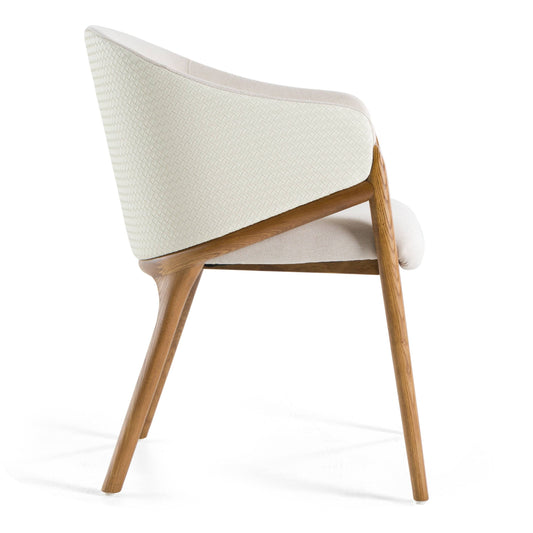 Lunde Cream Fabric & Walnut Dining Chair