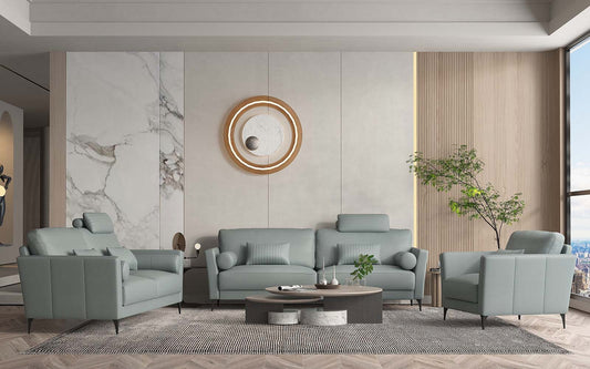 Tussio Watery Leather Italian Sofa Set