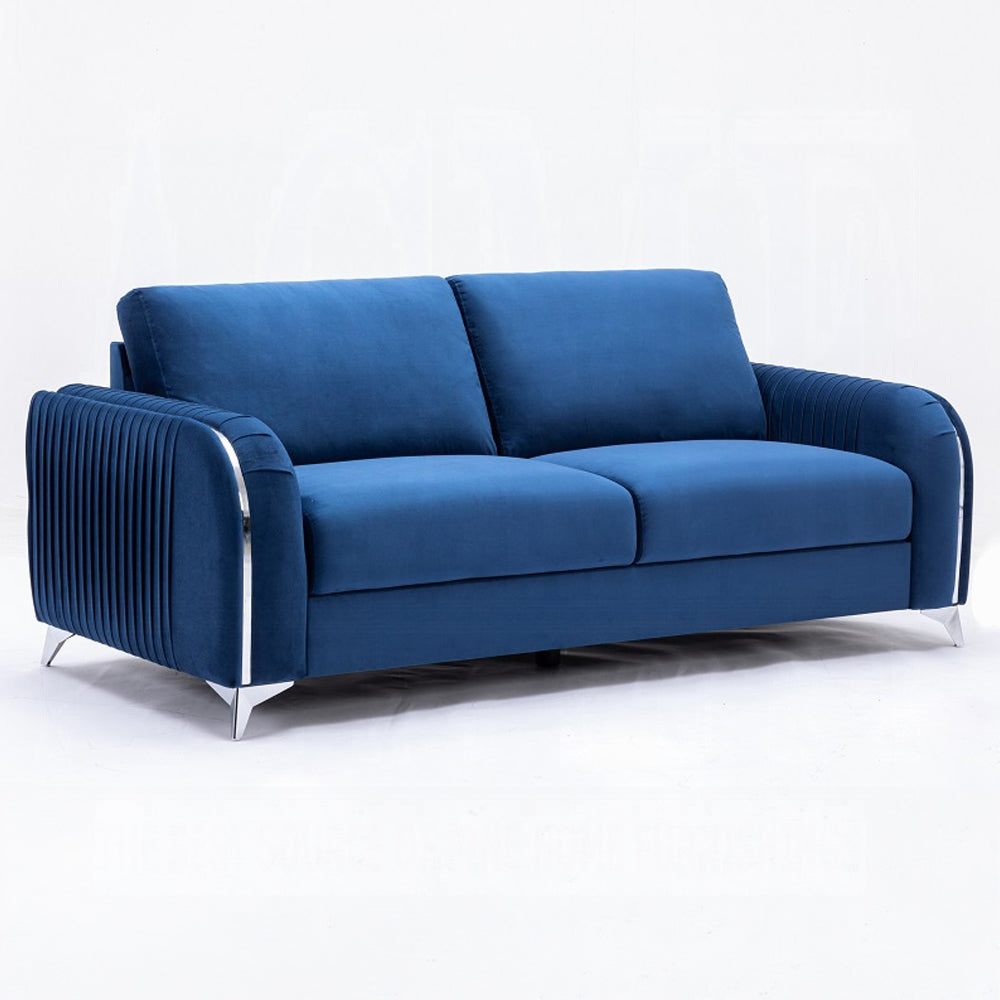 Wenona 2 Pc Blue Velvet Sofa Collection