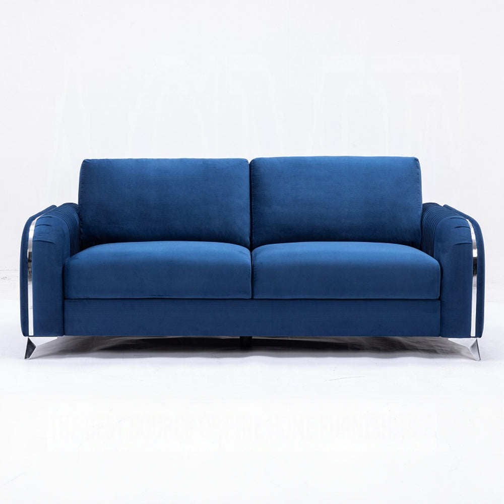 Wenona 2 Pc Blue Velvet Sofa Collection