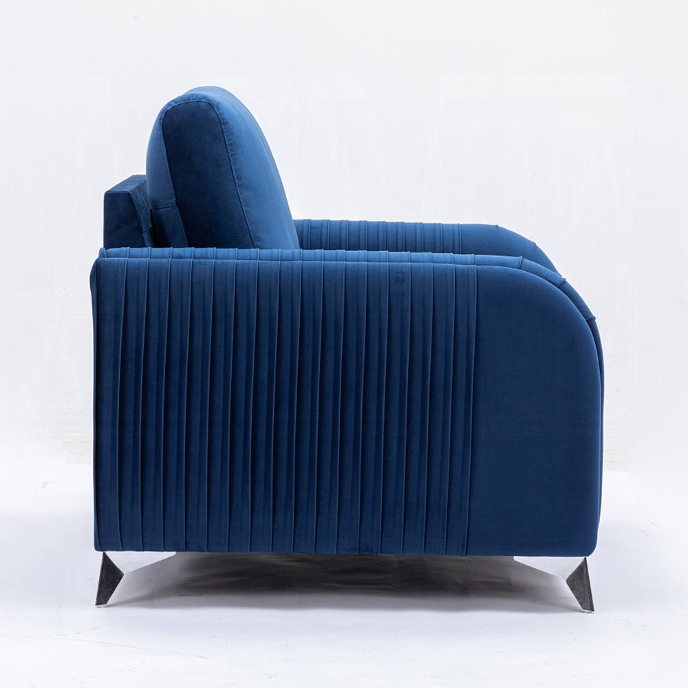 Wenona 2 Pc Blue Velvet Sofa Collection