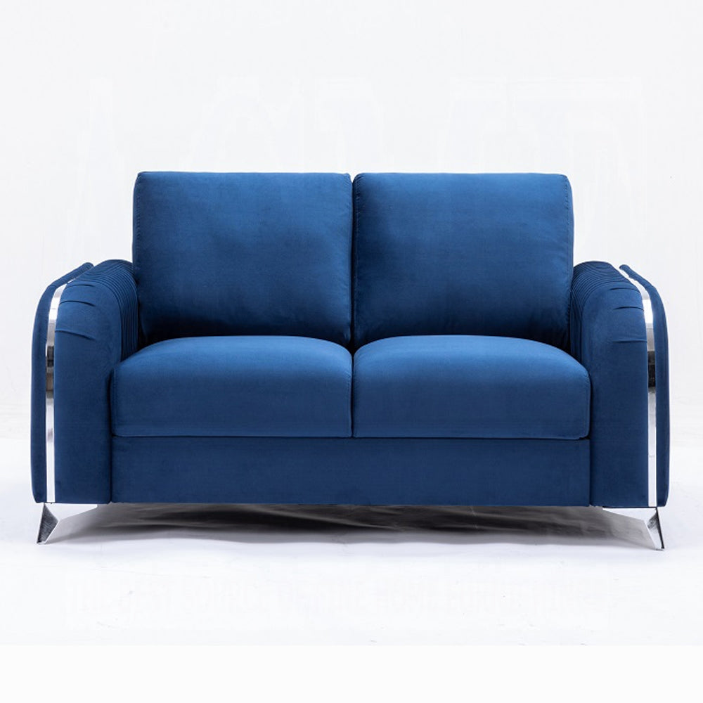 Wenona 2 Pc Blue Velvet Sofa Collection