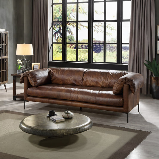 Jaron Mocha Leather Sofa LV02980