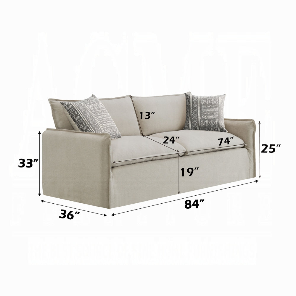 Upendo Beige Linen 2 Pc Living Room Set