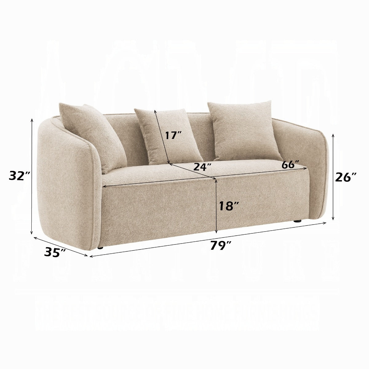 Keith Beige Chenille 2 Pc Sofa Set