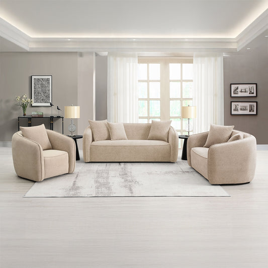 Keith Beige Chenille 2 Pc Sofa Set