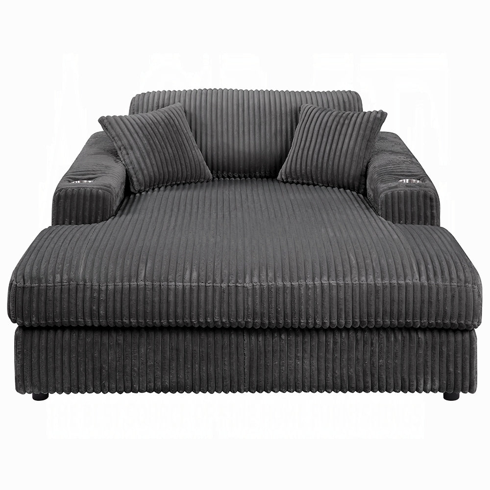 Hilde Dark Gray Corduroy Chaise LV03691