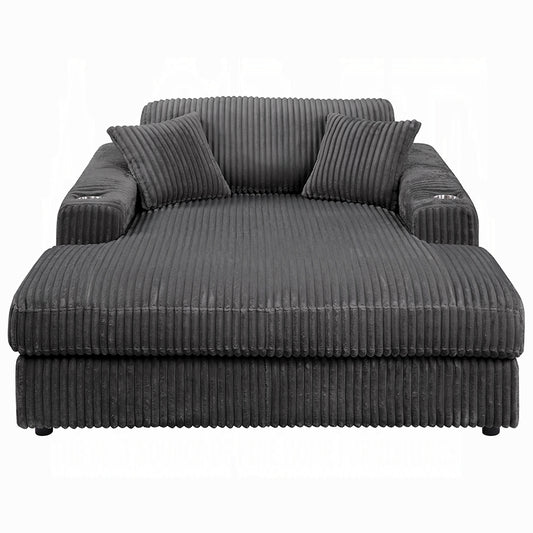 Hilde Dark Gray Corduroy Chaise LV03691