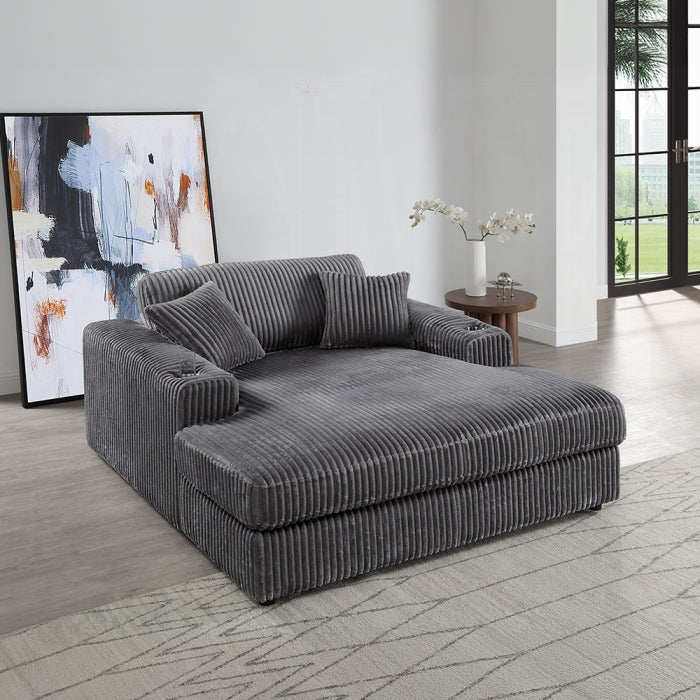 Hilde Dark Gray Corduroy Chaise LV03691
