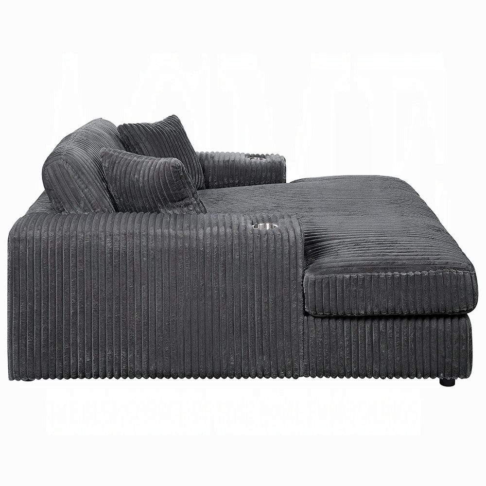 Hilde Dark Gray Corduroy Chaise LV03691