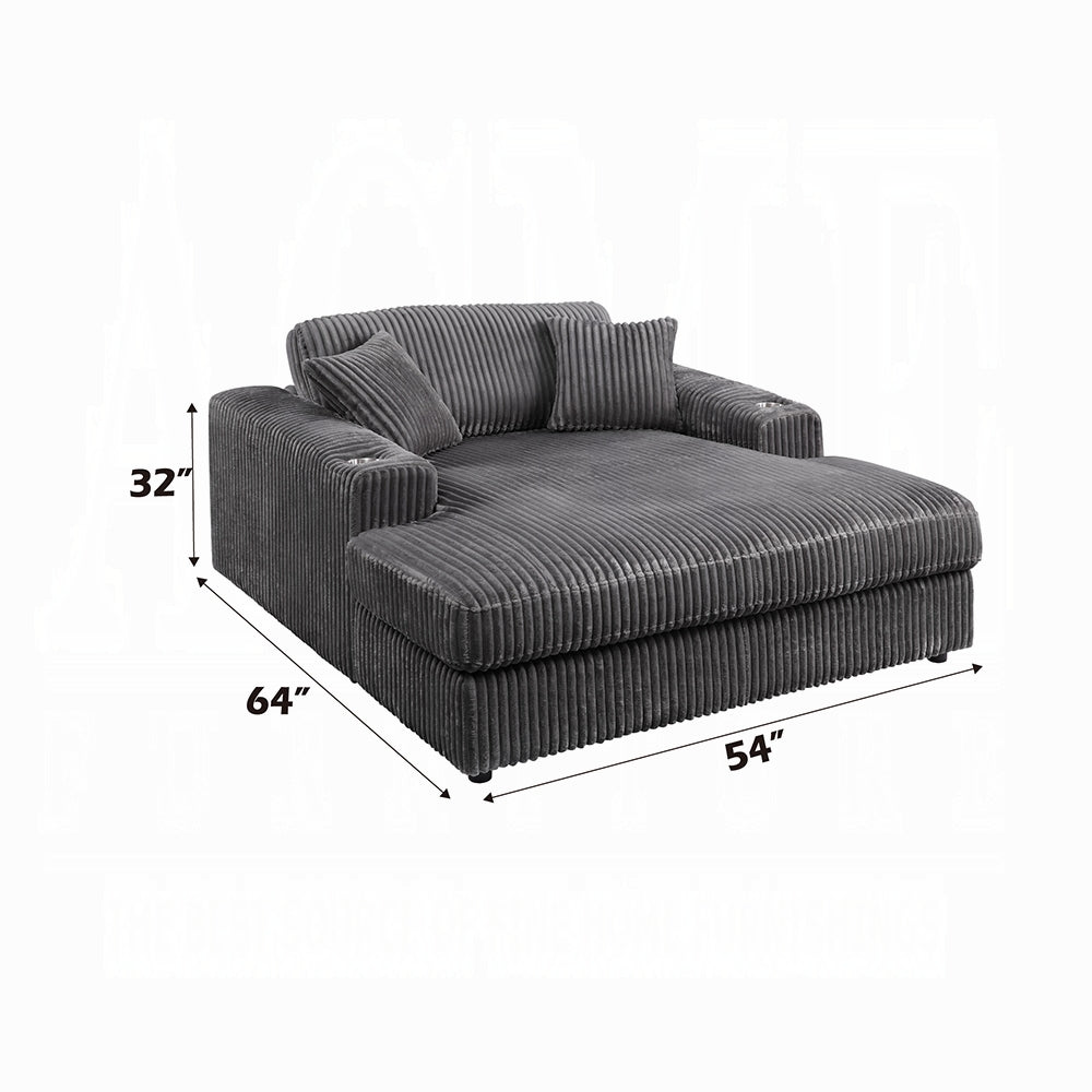 Hilde Dark Gray Corduroy Chaise LV03691