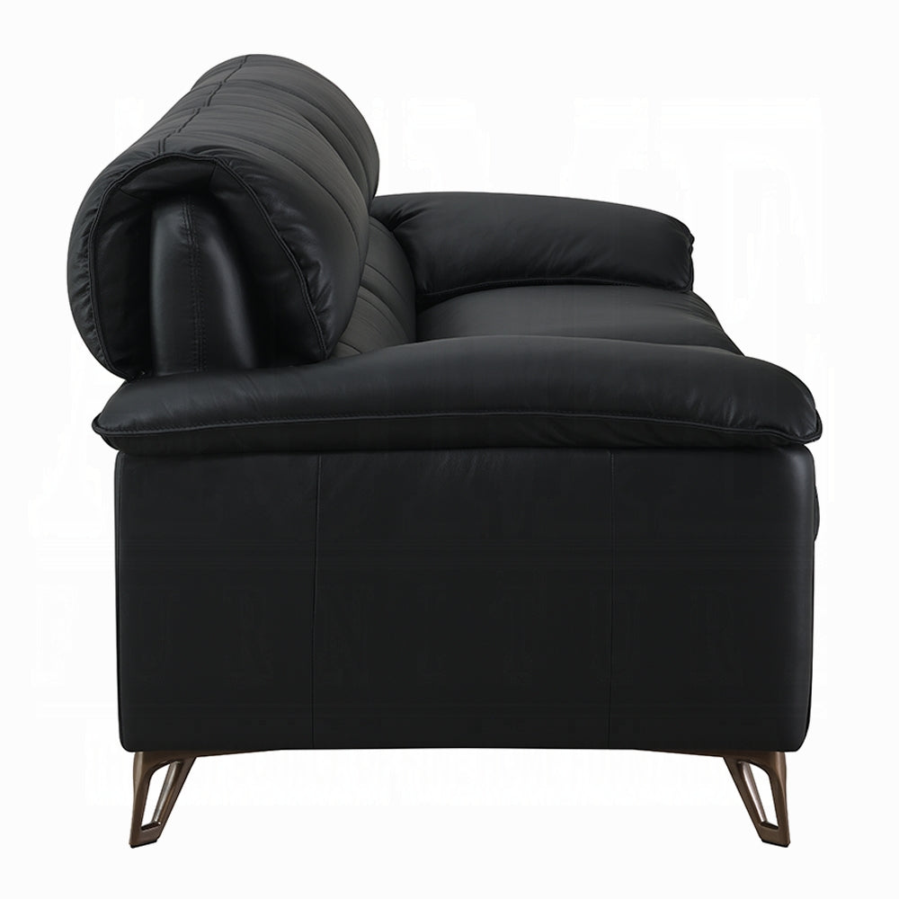 Eileen Black Top Grain Leather Sofa Set