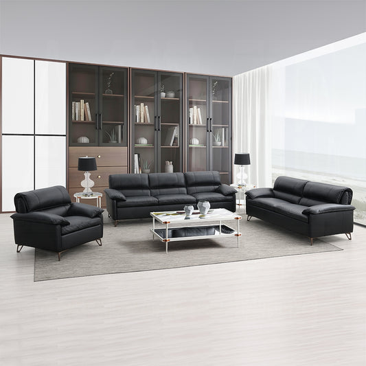 Eileen Black Top Grain Leather Sofa Set