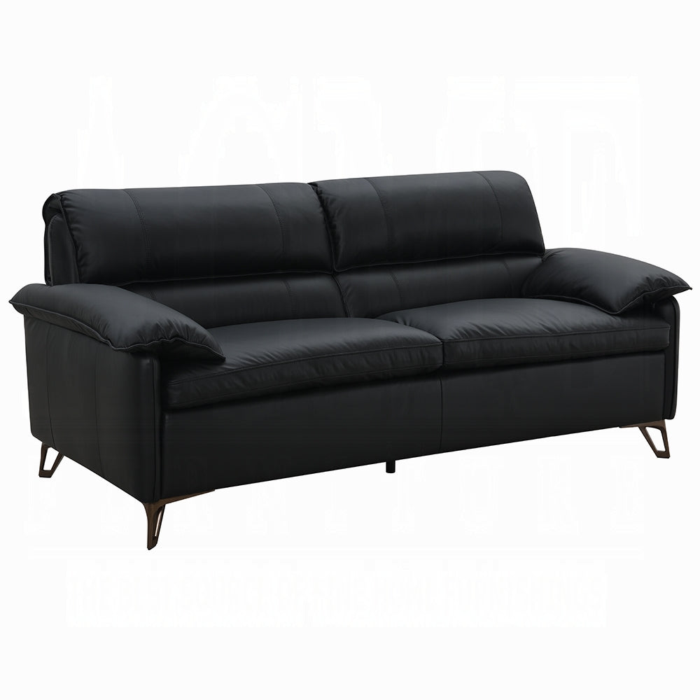 Eileen Black Top Grain Leather Sofa Set