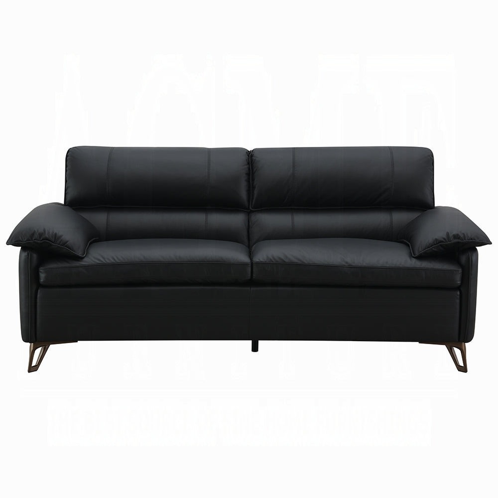 Eileen Black Top Grain Leather Sofa Set